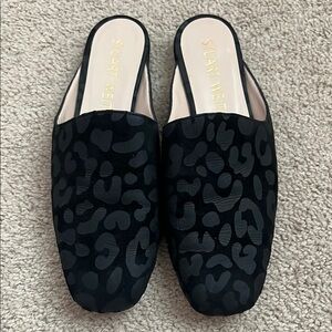 Stuart Weitzman Black Mulearky Leopard Sandal